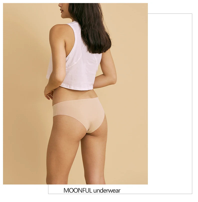 3 Pcs Seamless Panties for Women Breathable Low Waist Sexy Underwear Solid Silk Panties Brief Female Lingerie