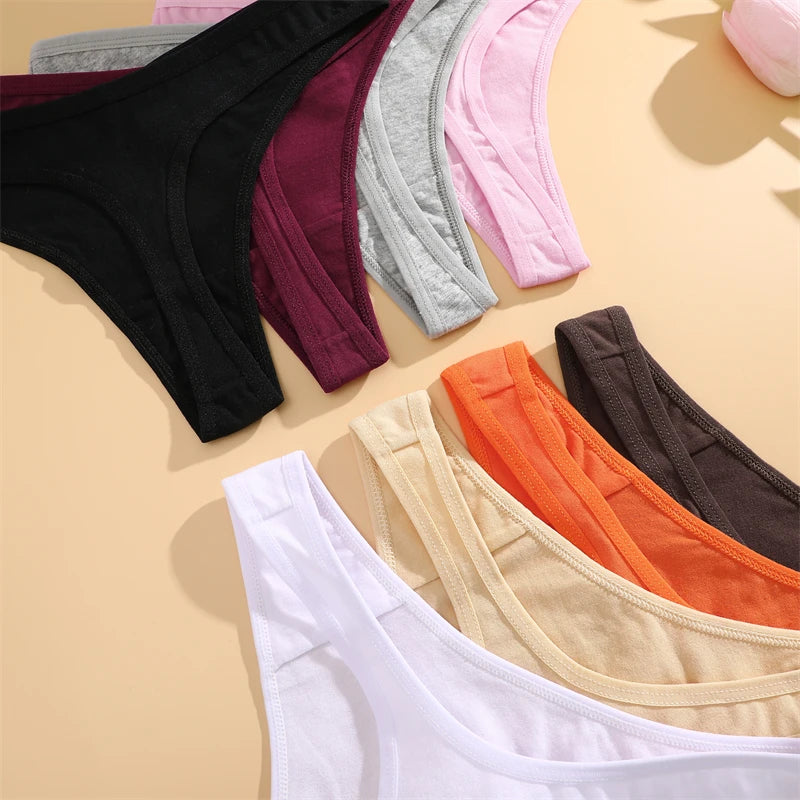 4PCS Women Cotton Thongs Female Sexy Low Waist Panties G-String Underwear Thongs Striped Panties Female Underwear T-Back Intimat