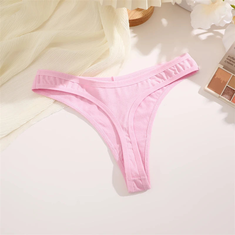 4PCS Women Cotton Thongs Female Sexy Low Waist Panties G-String Underwear Thongs Striped Panties Female Underwear T-Back Intimat