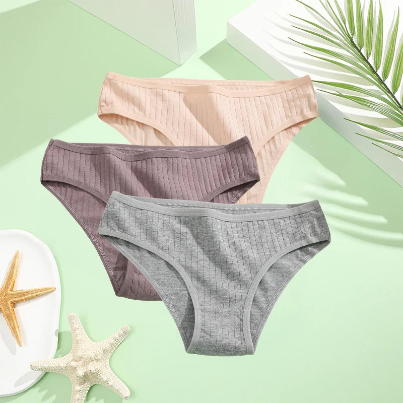 3PCS/Set Cotton Panties Women Underwear Sexy Lingerie Panty Female Lingerie Briefs Panty Underpants IntimateXS-5XL Plus