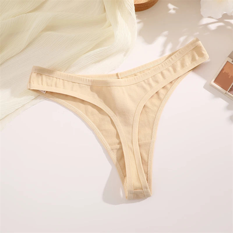 4PCS Women Cotton Thongs Female Sexy Low Waist Panties G-String Underwear Thongs Striped Panties Female Underwear T-Back Intimat