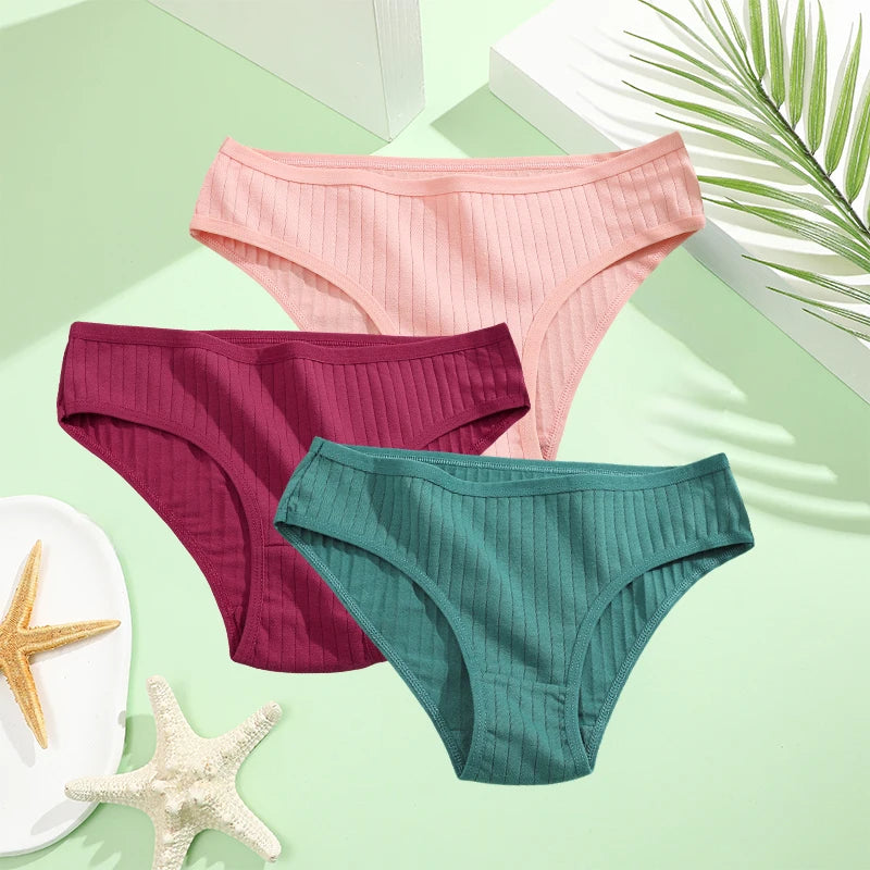 3PCS/Set Cotton Panties Women Underwear Sexy Lingerie Panty Female Lingerie Briefs Panty Underpants IntimateXS-5XL Plus