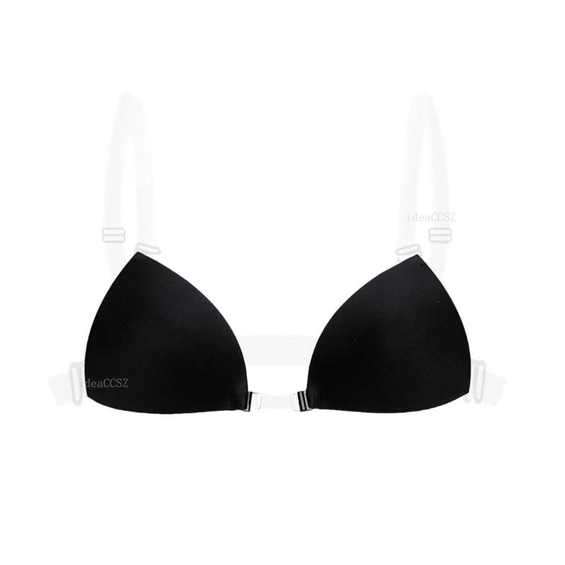 Sticky Bra for Women Backless Wedding Dress Silicone Plunge Deep U Neck Adhesive Bras Lift Boob Invisible Underwear Nipple Cover