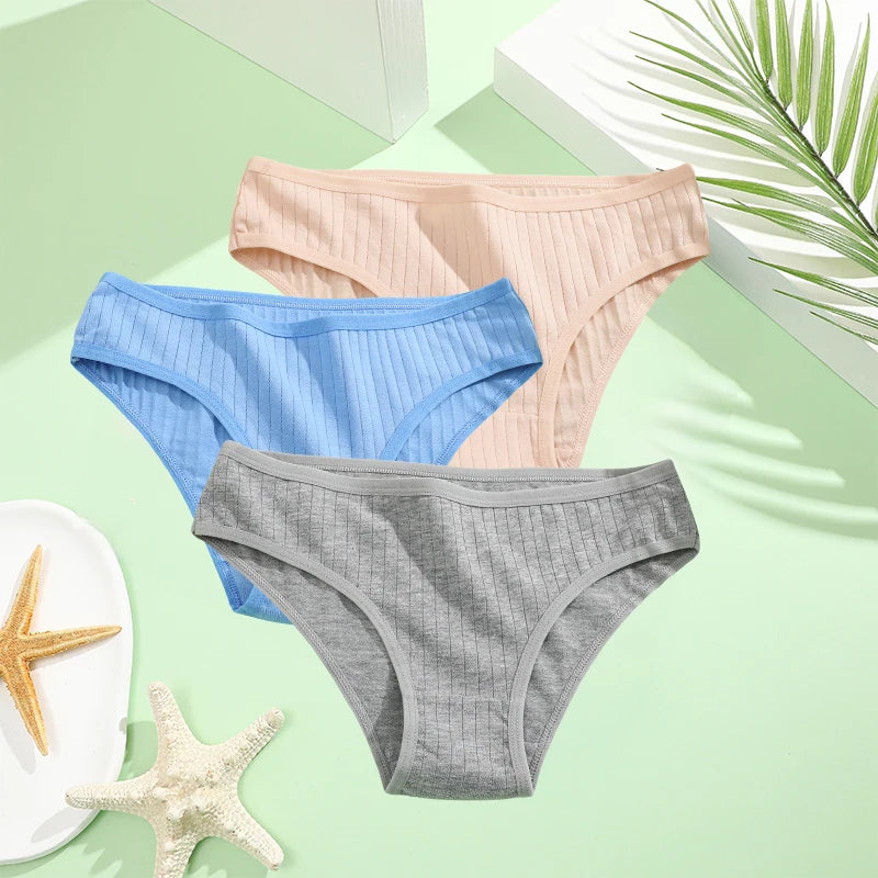 3PCS/Set Cotton Panties Women Underwear Sexy Lingerie Panty Female Lingerie Briefs Panty Underpants IntimateXS-5XL Plus