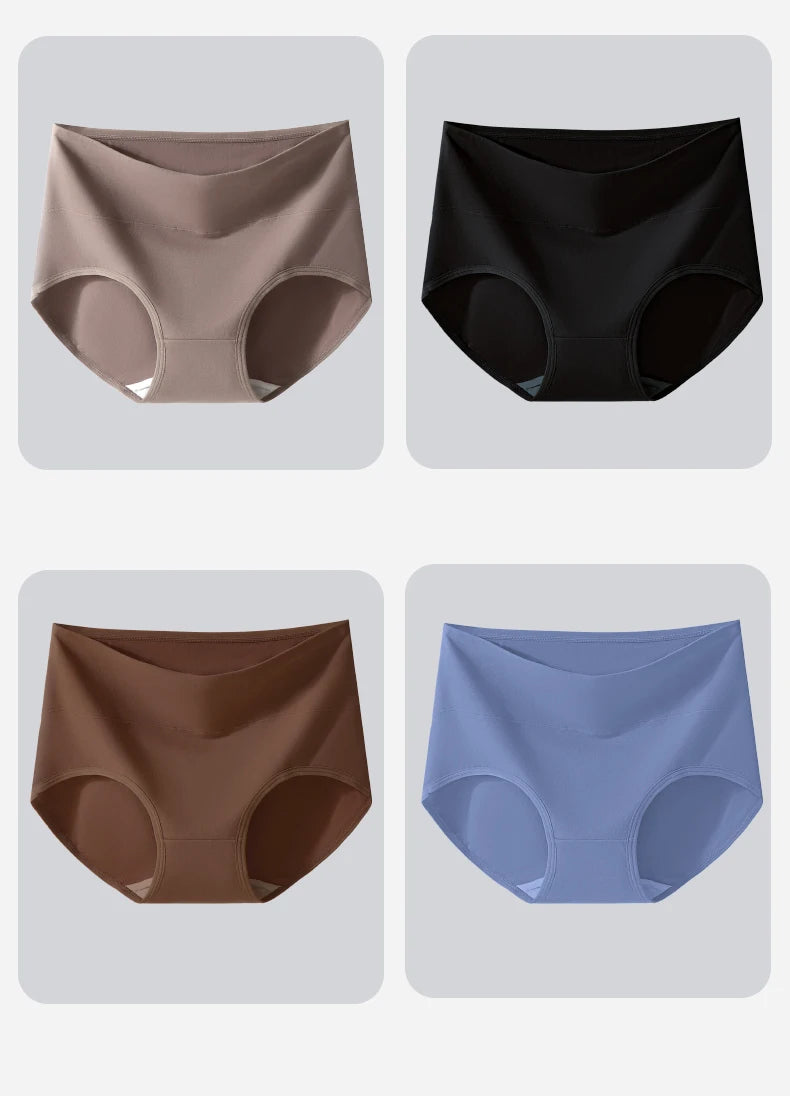 4Pcs Cotton Women's Panties High Waist Slimming Underwear Breathable Underpants Plus Size Panty Body Shaper Solid Female Briefs