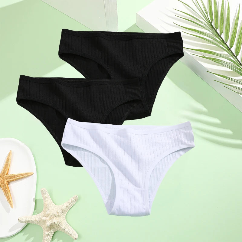 3PCS/Set Cotton Panties Women Underwear Sexy Lingerie Panty Female Lingerie Briefs Panty Underpants IntimateXS-5XL Plus