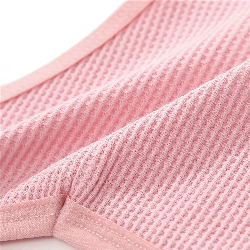 3PCS/Set G-string Panties Waffle Cotton Women's Underwear Sexy Panties Female Underpants Thong V-Waist Pantys Lingerie