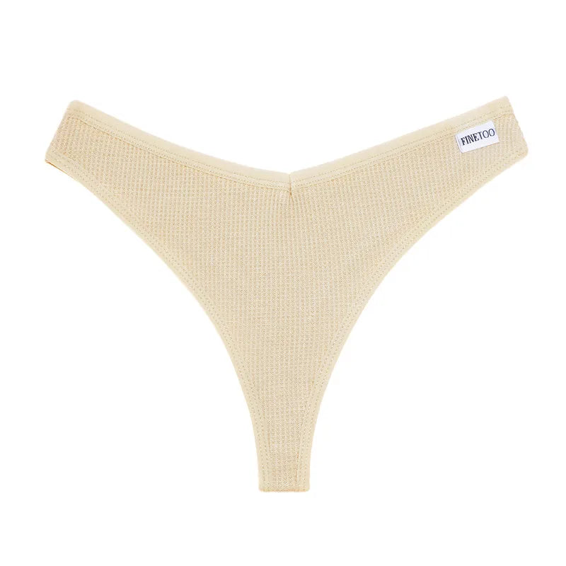 3PCS/Set G-string Panties Waffle Cotton Women's Underwear Sexy Panties Female Underpants Thong V-Waist Pantys Lingerie