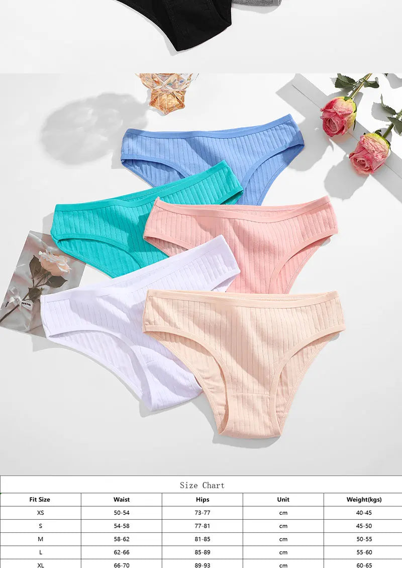 3PCS/Set Cotton Panties Women Underwear Sexy Lingerie Panty Female Lingerie Briefs Panty Underpants IntimateXS-5XL Plus