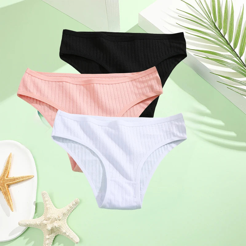 3PCS/Set Cotton Panties Women Underwear Sexy Lingerie Panty Female Lingerie Briefs Panty Underpants IntimateXS-5XL Plus