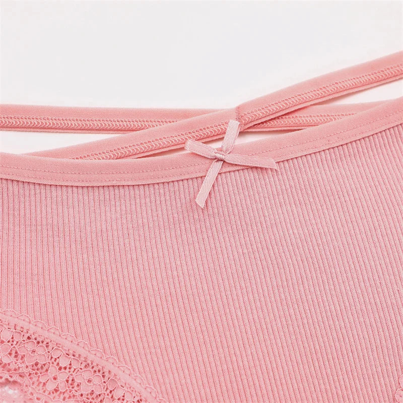 3PCS/Set Women Cotton Panties Sexy Low Rise Lace Brazilian Panties Hollow Out Soft Breathable Lingerie Female Bow Underwear S-XL