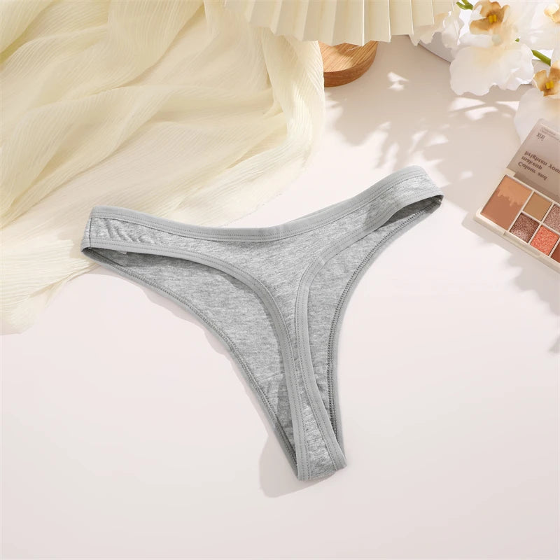 4PCS Women Cotton Thongs Female Sexy Low Waist Panties G-String Underwear Thongs Striped Panties Female Underwear T-Back Intimat