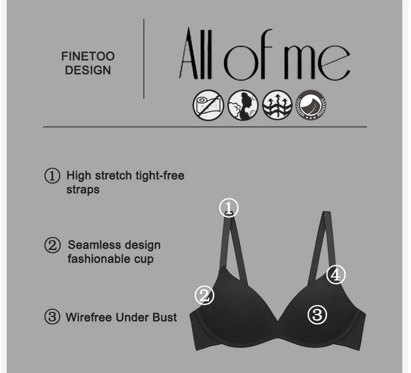FONETOO Women Seamless Bra Sexy No Wire Push Up Underwear Girls Students Breathable Thin Bras Female's Bra Breathable Gathered