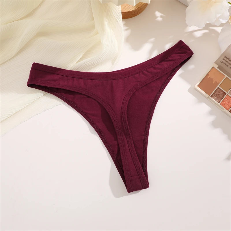 4PCS Women Cotton Thongs Female Sexy Low Waist Panties G-String Underwear Thongs Striped Panties Female Underwear T-Back Intimat