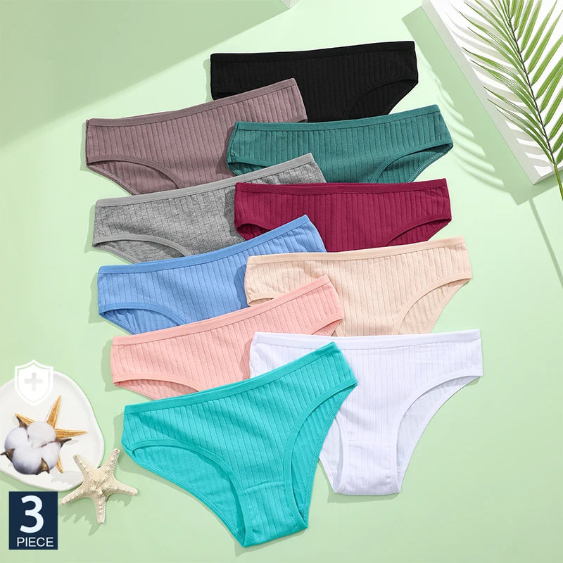 3PCS/Set Cotton Panties Women Underwear Sexy Lingerie Panty Female Lingerie Briefs Panty Underpants IntimateXS-5XL Plus