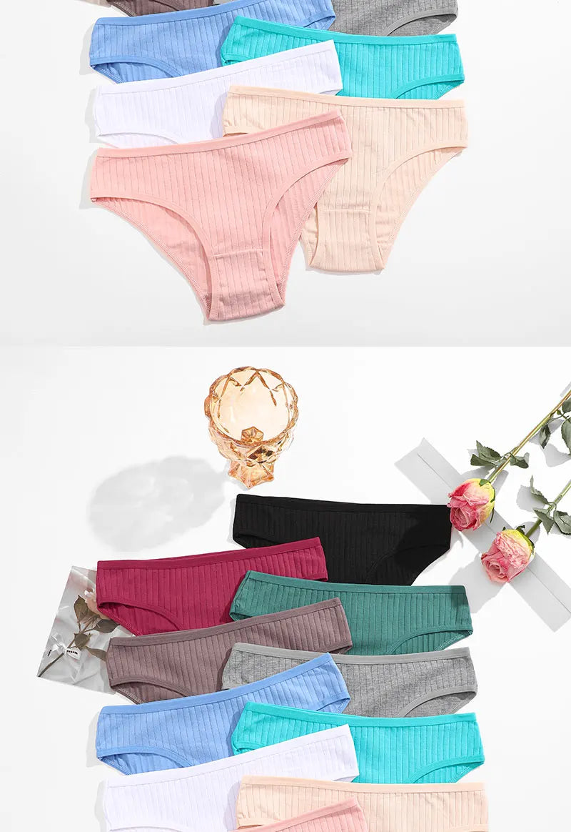 3PCS/Set Cotton Panties Women Underwear Sexy Lingerie Panty Female Lingerie Briefs Panty Underpants IntimateXS-5XL Plus