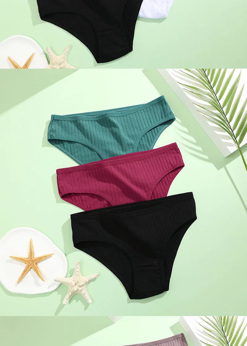 3PCS/Set Cotton Panties Women Underwear Sexy Lingerie Panty Female Lingerie Briefs Panty Underpants IntimateXS-5XL Plus