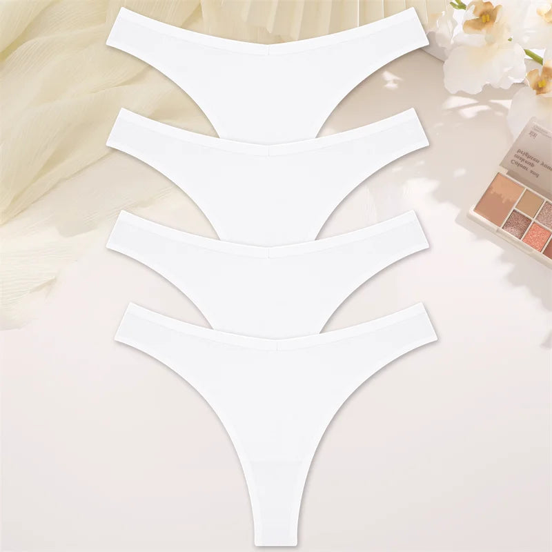 4PCS Women Cotton Thongs Female Sexy Low Waist Panties G-String Underwear Thongs Striped Panties Female Underwear T-Back Intimat