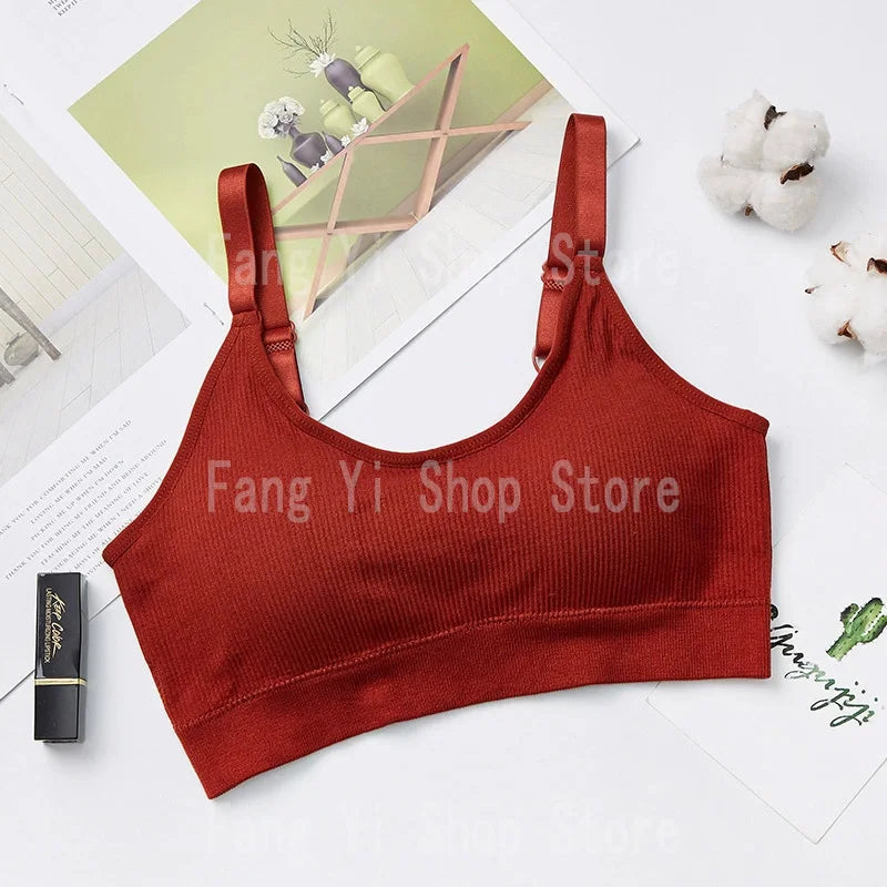 Women's seamless bra Full Cup Breathable bra Breathable comfort Sleep bra Running Fitness Sports bra Suspenders