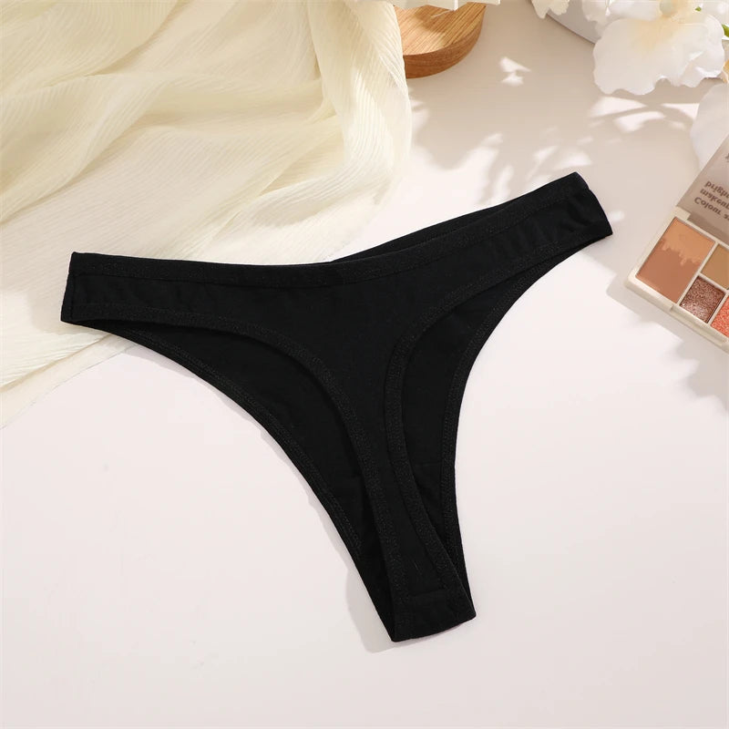 4PCS Women Cotton Thongs Female Sexy Low Waist Panties G-String Underwear Thongs Striped Panties Female Underwear T-Back Intimat