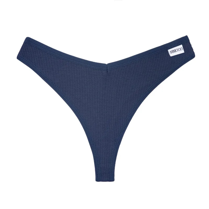 3PCS/Set G-string Panties Waffle Cotton Women's Underwear Sexy Panties Female Underpants Thong V-Waist Pantys Lingerie