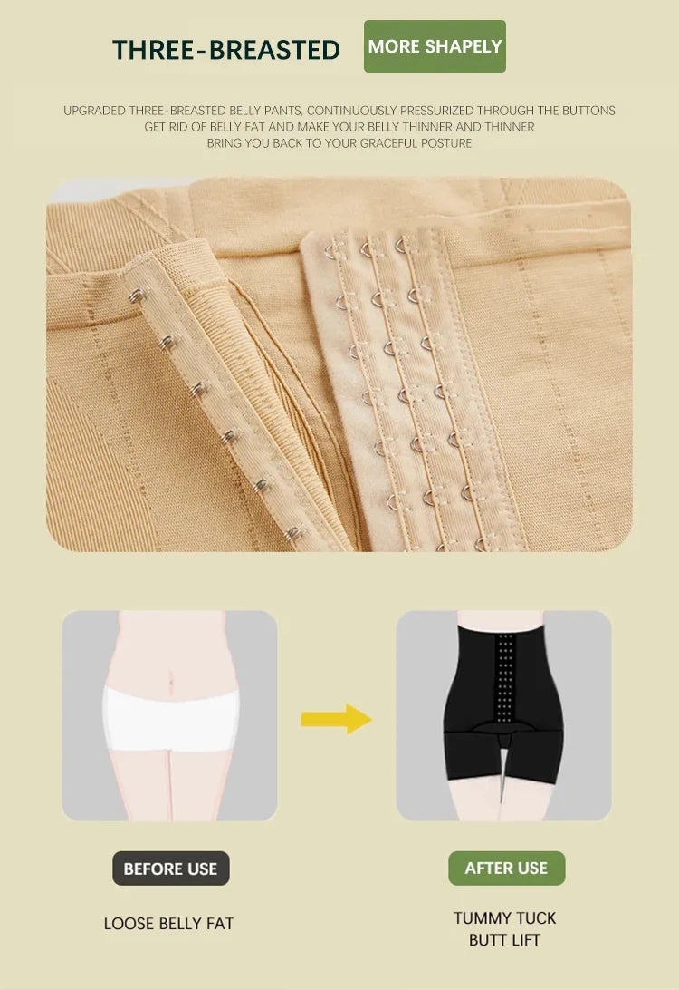 New Women Firm Tummy Control with Hook High Waist Trainer Body Shaper Butt Lifter Shapewear Panties Female Slimming Fajas Shorts