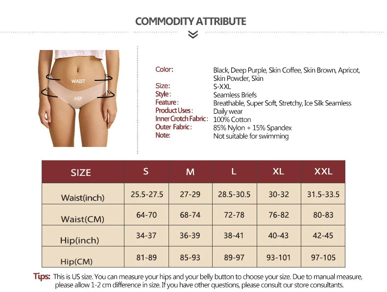 3 Pcs Seamless Panties for Women Breathable Low Waist Sexy Underwear Solid Silk Panties Brief Female Lingerie