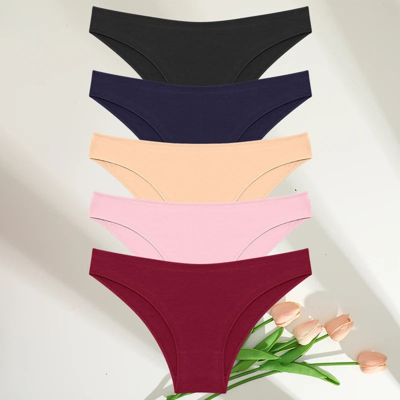 5PCS/Set M-XXL Panties Women Cotton Lingerie Woman Underwear Sexy Femme Underwear Girls Underpant Panty 7 Solid Colors