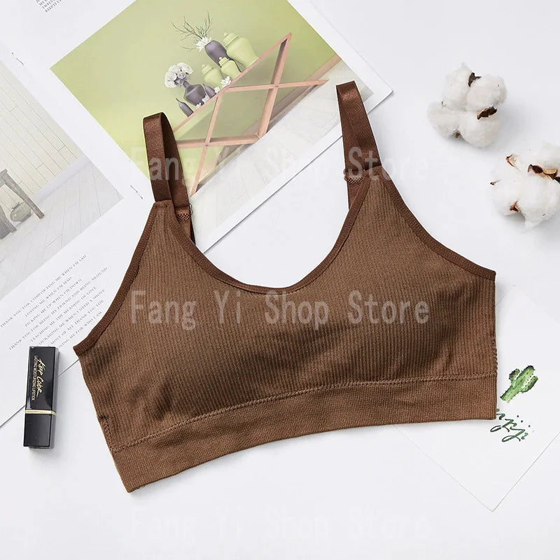 Women's seamless bra Full Cup Breathable bra Breathable comfort Sleep bra Running Fitness Sports bra Suspenders