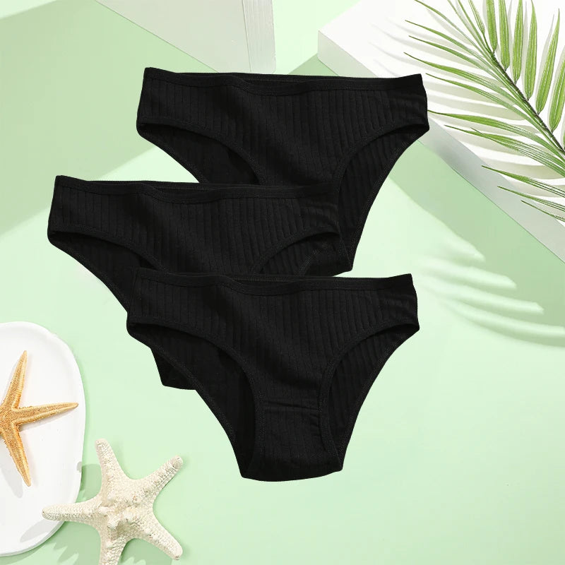 3PCS/Set Cotton Panties Women Underwear Sexy Lingerie Panty Female Lingerie Briefs Panty Underpants IntimateXS-5XL Plus