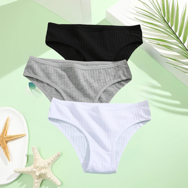 3PCS/Set Cotton Panties Women Underwear Sexy Lingerie Panty Female Lingerie Briefs Panty Underpants IntimateXS-5XL Plus