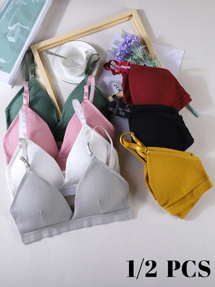 1/2 Pcs Women Sports Bras Triangle Cup Underwear Female Breathable Wrapped Tube Top Sexy Beauty Back Adjustable Sling Bra Vest