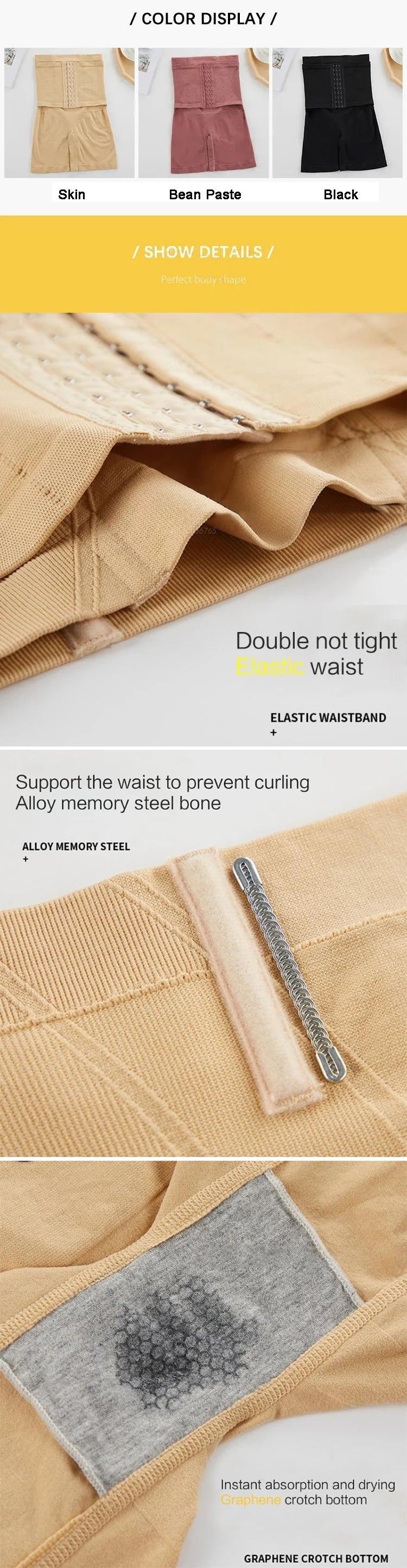 New Women Firm Tummy Control with Hook High Waist Trainer Body Shaper Butt Lifter Shapewear Panties Female Slimming Fajas Shorts