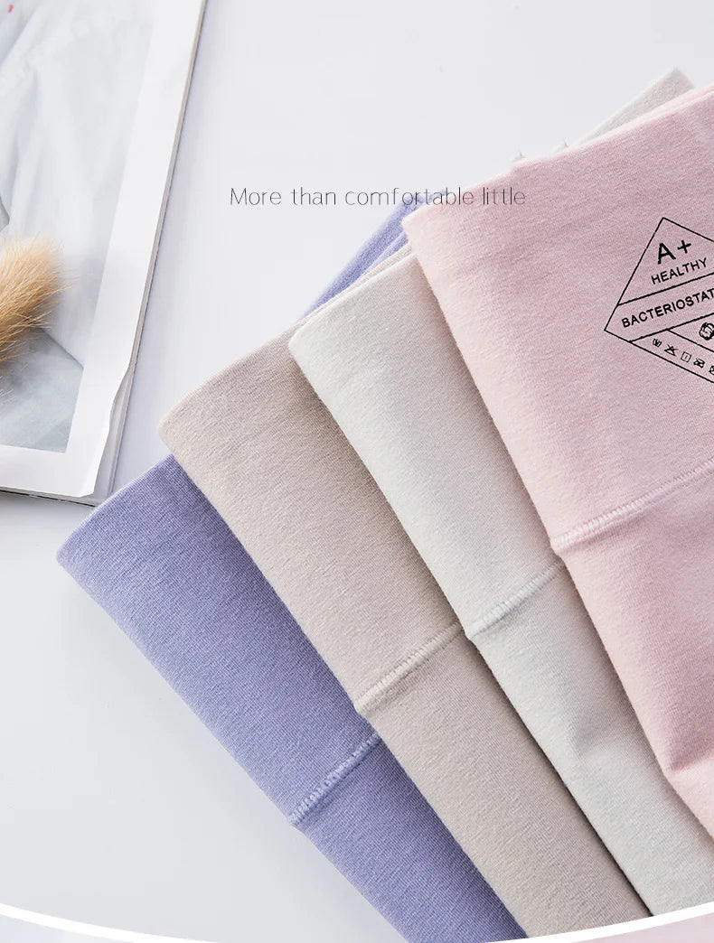 4Pcs High Waist Panties Women Breathable Cotton Underwear Plus Size M-5XL Girls Briefs Sexy Ladies Slimming Underpants