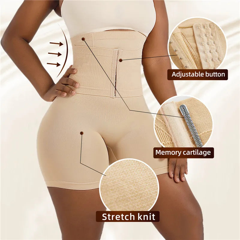 New Women Firm Tummy Control with Hook High Waist Trainer Body Shaper Butt Lifter Shapewear Panties Female Slimming Fajas Shorts