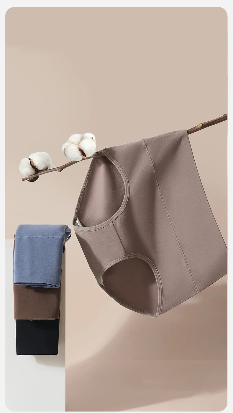 4Pcs Cotton Women's Panties High Waist Slimming Underwear Breathable Underpants Plus Size Panty Body Shaper Solid Female Briefs