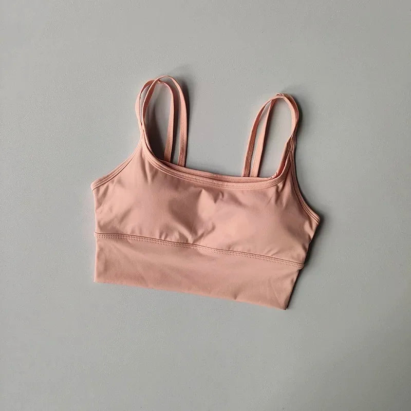 Women's yoga sports bra, shoulder straps with color blocking design, camisole yoga fitness bra