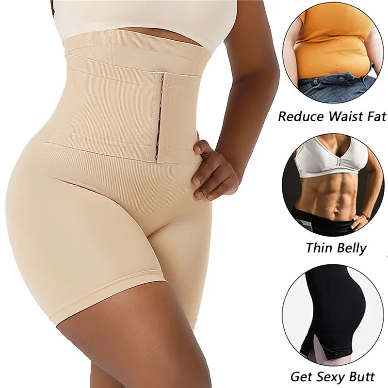 New Women Firm Tummy Control with Hook High Waist Trainer Body Shaper Butt Lifter Shapewear Panties Female Slimming Fajas Shorts