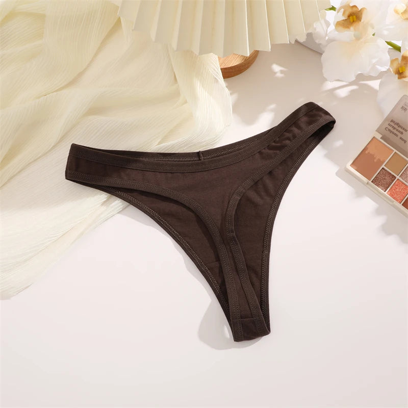4PCS Women Cotton Thongs Female Sexy Low Waist Panties G-String Underwear Thongs Striped Panties Female Underwear T-Back Intimat