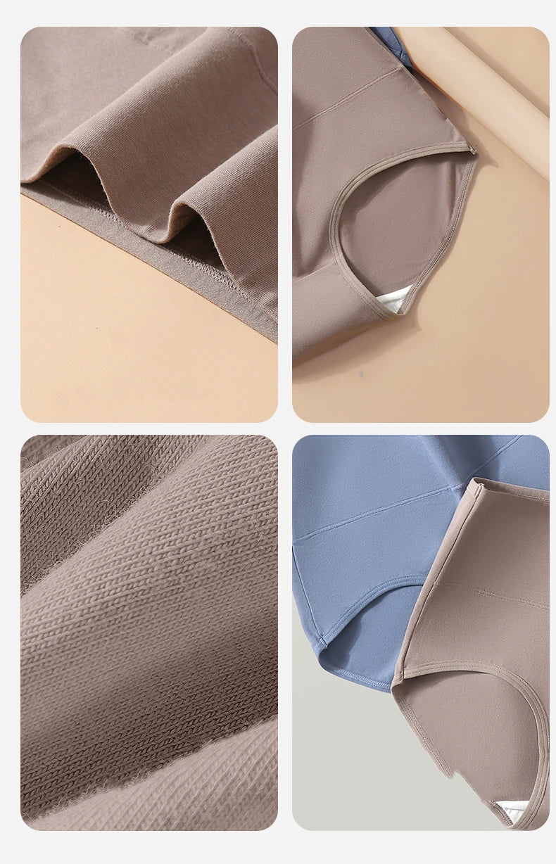 4Pcs Cotton Women's Panties High Waist Slimming Underwear Breathable Underpants Plus Size Panty Body Shaper Solid Female Briefs