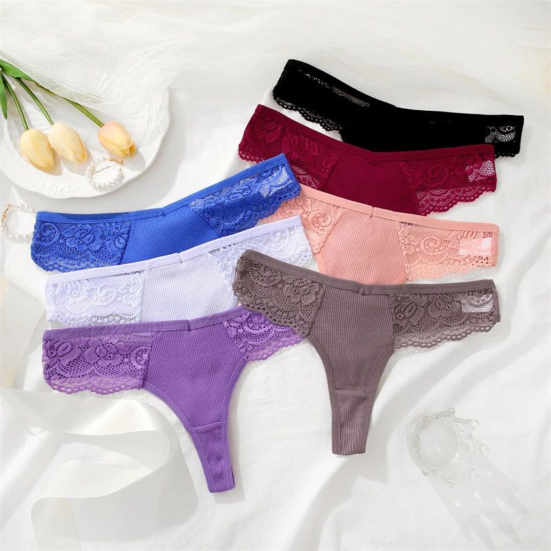 4PCS Cotton G-string Women Lingerie Sexy Lace Panties Thongs Femme Underwear Sexy Pantys Underpant Lingerie Lace Intimates S-XL