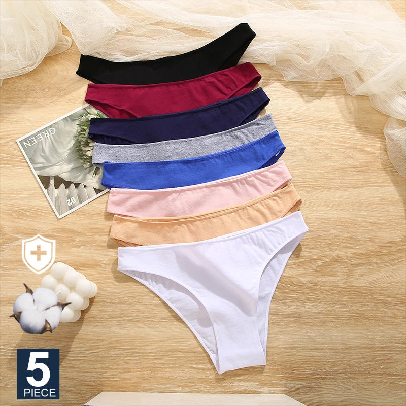 5PCS/Set M-XXL Panties Women Cotton Lingerie Woman Underwear Sexy Femme Underwear Girls Underpant Panty 7 Solid Colors
