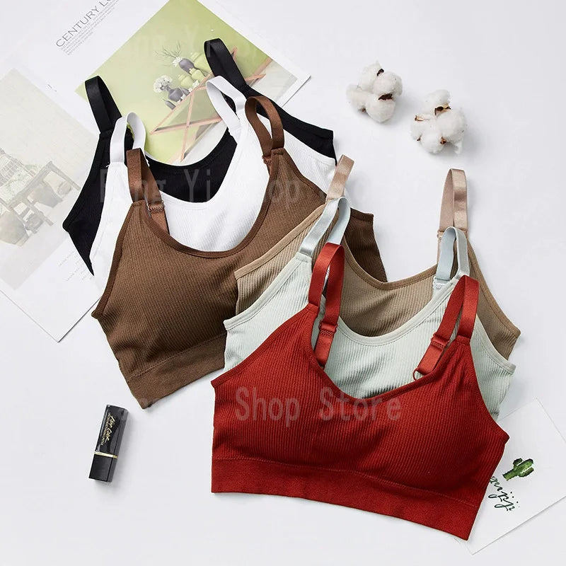 Women's seamless bra Full Cup Breathable bra Breathable comfort Sleep bra Running Fitness Sports bra Suspenders