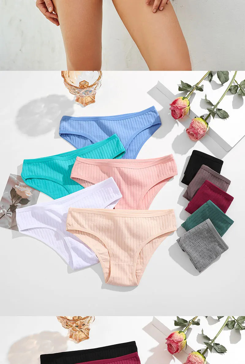 3PCS/Set Cotton Panties Women Underwear Sexy Lingerie Panty Female Lingerie Briefs Panty Underpants IntimateXS-5XL Plus