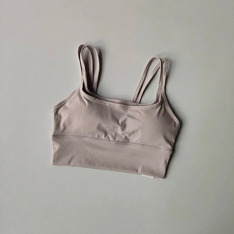 Women's yoga sports bra, shoulder straps with color blocking design, camisole yoga fitness bra