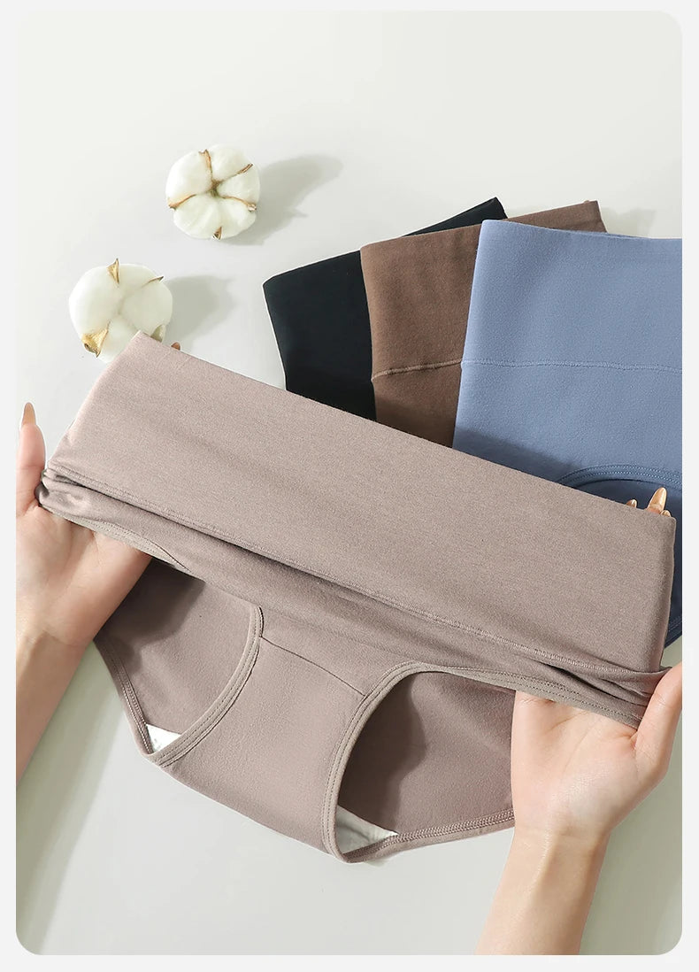 4Pcs Cotton Women's Panties High Waist Slimming Underwear Breathable Underpants Plus Size Panty Body Shaper Solid Female Briefs