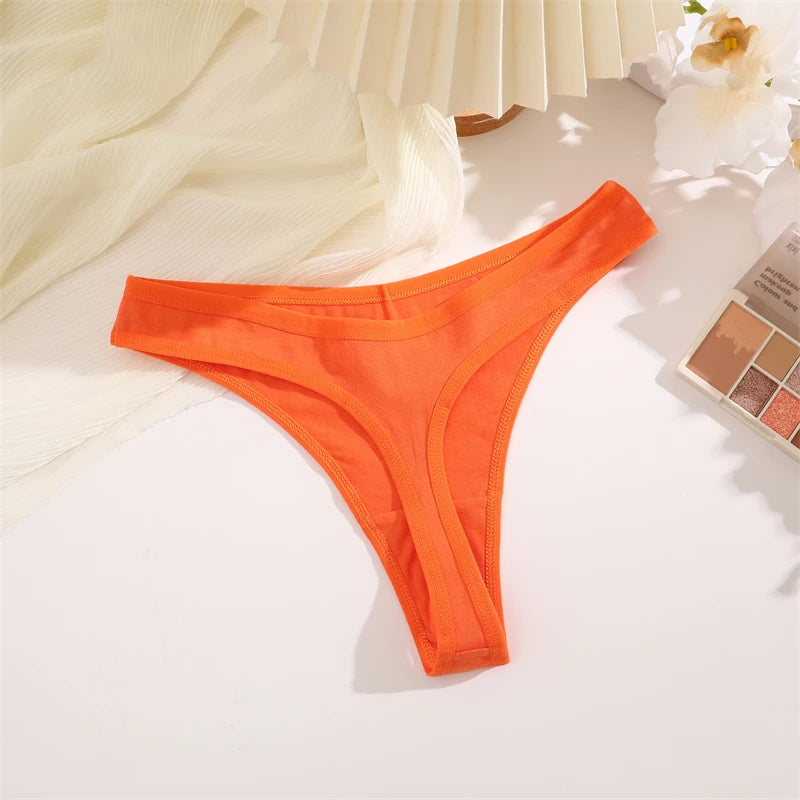 4PCS Women Cotton Thongs Female Sexy Low Waist Panties G-String Underwear Thongs Striped Panties Female Underwear T-Back Intimat