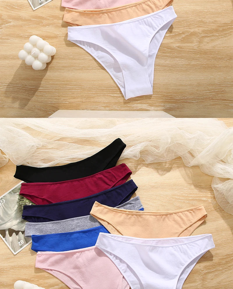 5PCS/Set M-XXL Panties Women Cotton Lingerie Woman Underwear Sexy Femme Underwear Girls Underpant Panty 7 Solid Colors