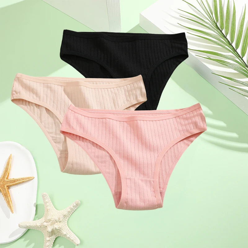 3PCS/Set Cotton Panties Women Underwear Sexy Lingerie Panty Female Lingerie Briefs Panty Underpants IntimateXS-5XL Plus