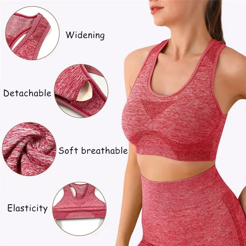 Women Sports Bra Top Push Up Fitness Yoga Bra Underwear Sport Tops For Women Breathable Running Vest Gym Wear